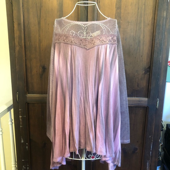 Altar'd State Dresses & Skirts - Altar’d State Ombré Waffle Knit Tunic Dress Mesh Sleeves size Small NWT Pink